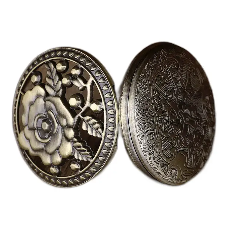 Montre Collier Vintage Rose Flower Bronze avec une montre de poche en bronze ornée