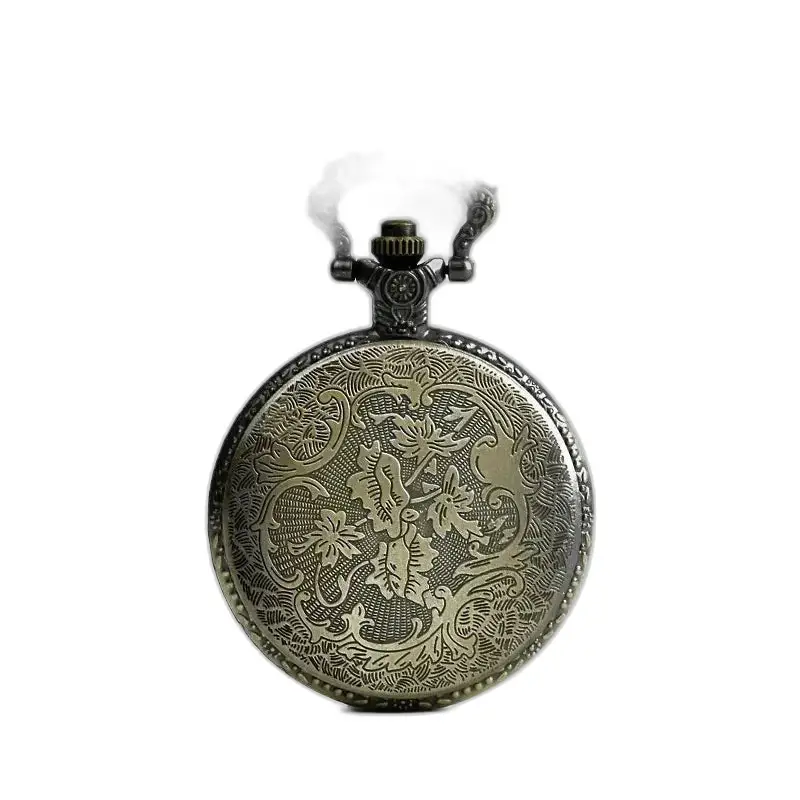 Montre Collier Vintage Style Bronze Rond avec un élégant écrin en bronze orné