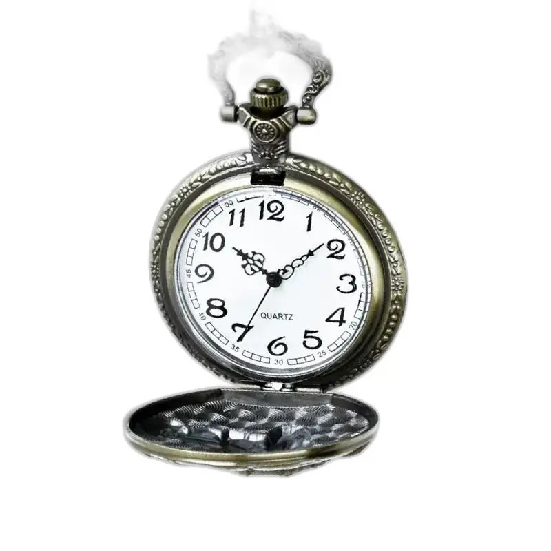Montre Collier Vintage Style Bronze Rond avec montre collier vintage ouverte