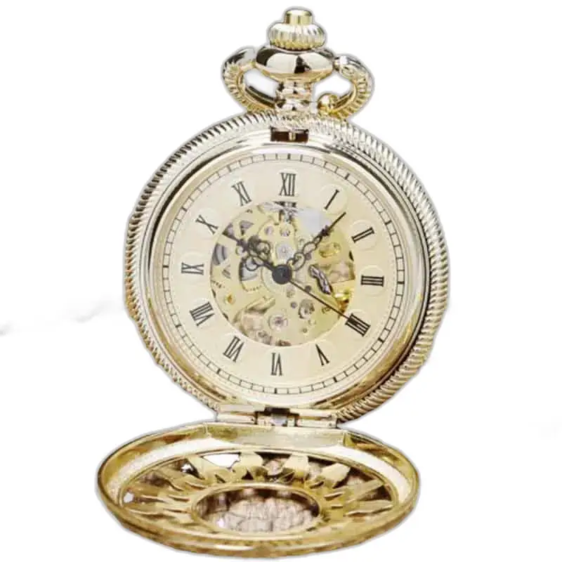Montre de Poche à Gousset Luxe Diamant avec cadran doré et chiffres romains