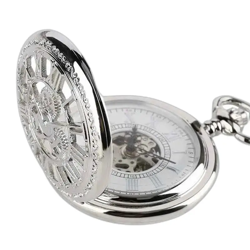 Montre de Poche à Gousset Luxe Diamant D’argent avec design sophistiqué et élégant