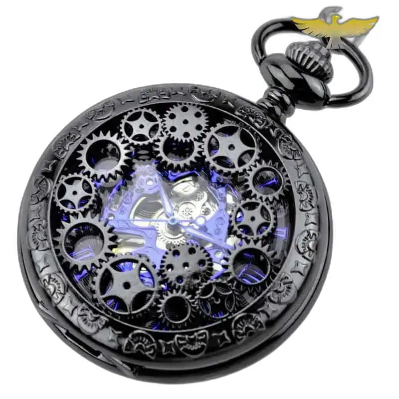 Montre de Poche à Gousset Steampunk Chrome avec un cadran noir élégant