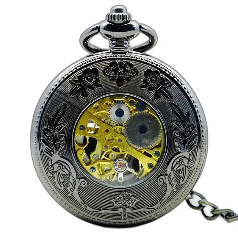 Montre de Poche à Gousset Steampunk Erbium Luxe avec engrenages visibles en argent