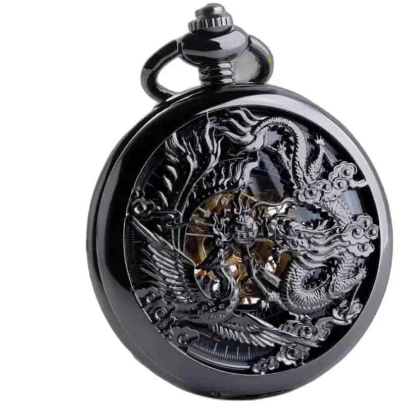 Montre de Poche à Gousset Steampunk Erbium Luxe avec design dragon et phoenix
