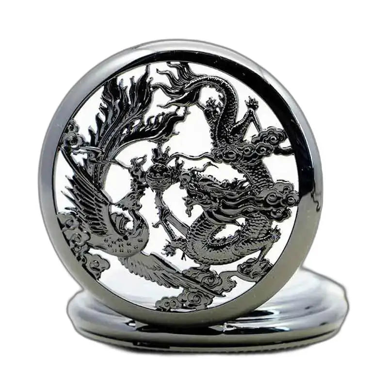 Montre de Poche à Gousset Steampunk Erbium Luxe avec dragon et phénix complexes
