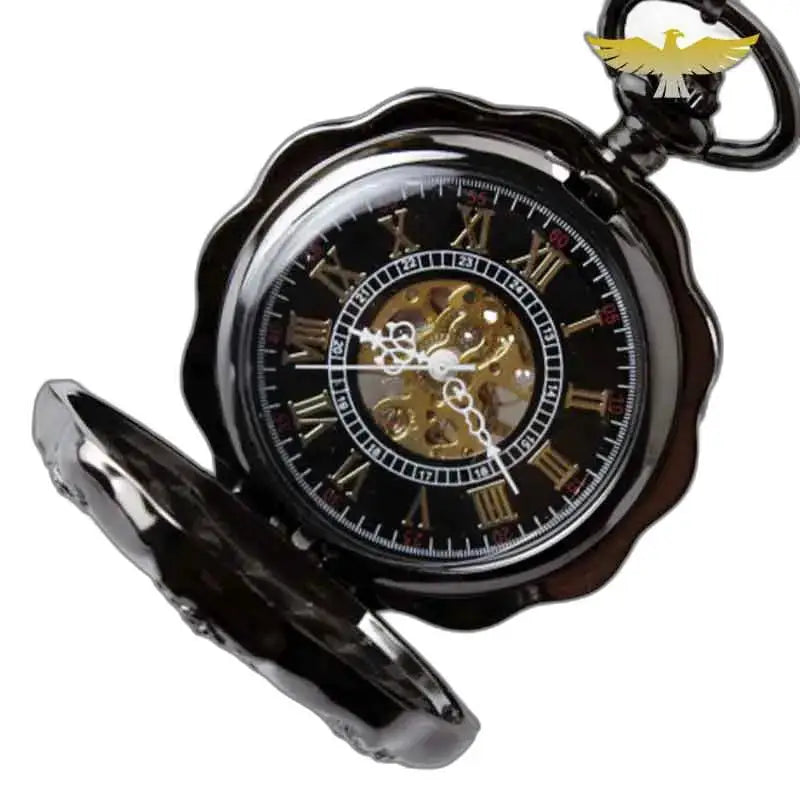 Montre de Poche à Gousset Steampunk Platine avec un fini noir élégant