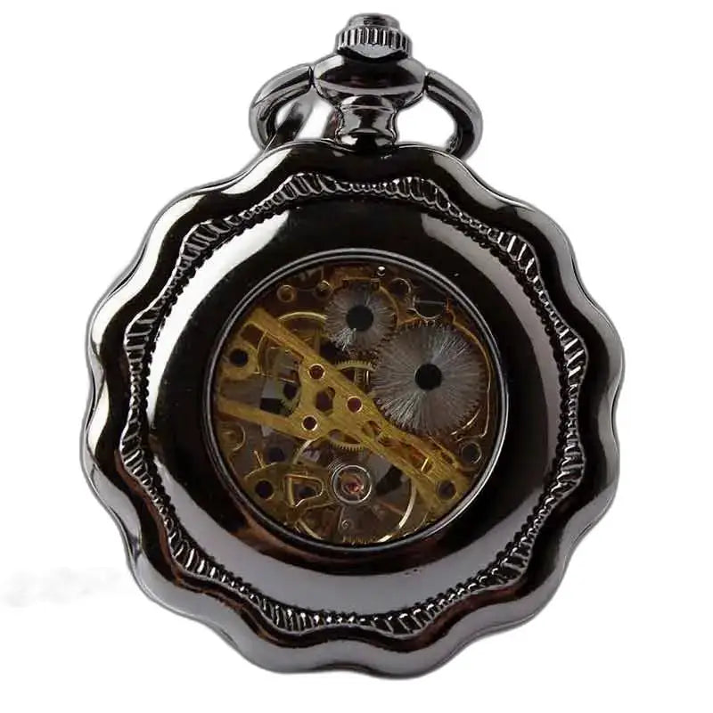 Montre de Poche à Gousset Steampunk Platine avec un design noir mécanisé élégant