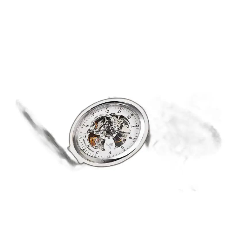 Montre de Poche Exquise Mécanique Homme Or avec un joli squelette en argent