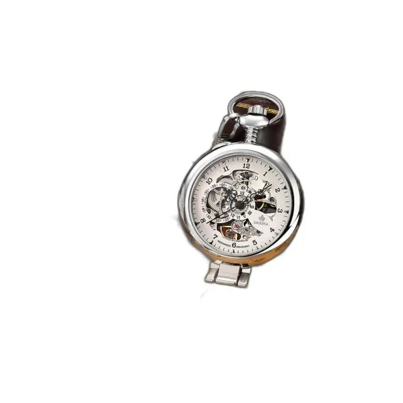 Montre de Poche Exquise Mécanique Homme Or avec un élégant cadran en argent
