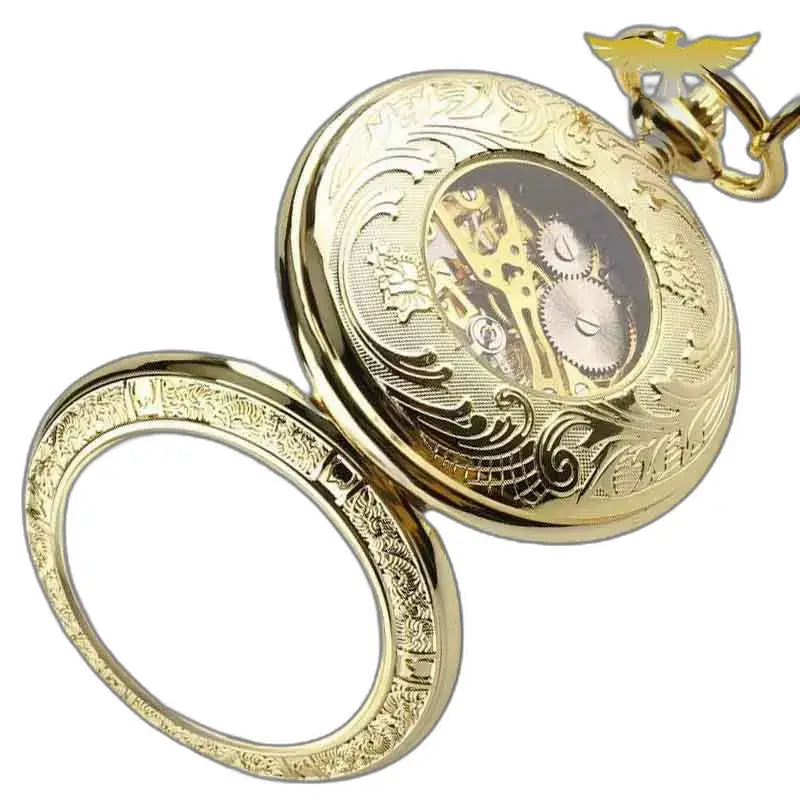 Montre de Poche Gousset Luxe Opale D’or avec un design doré orné et élégant