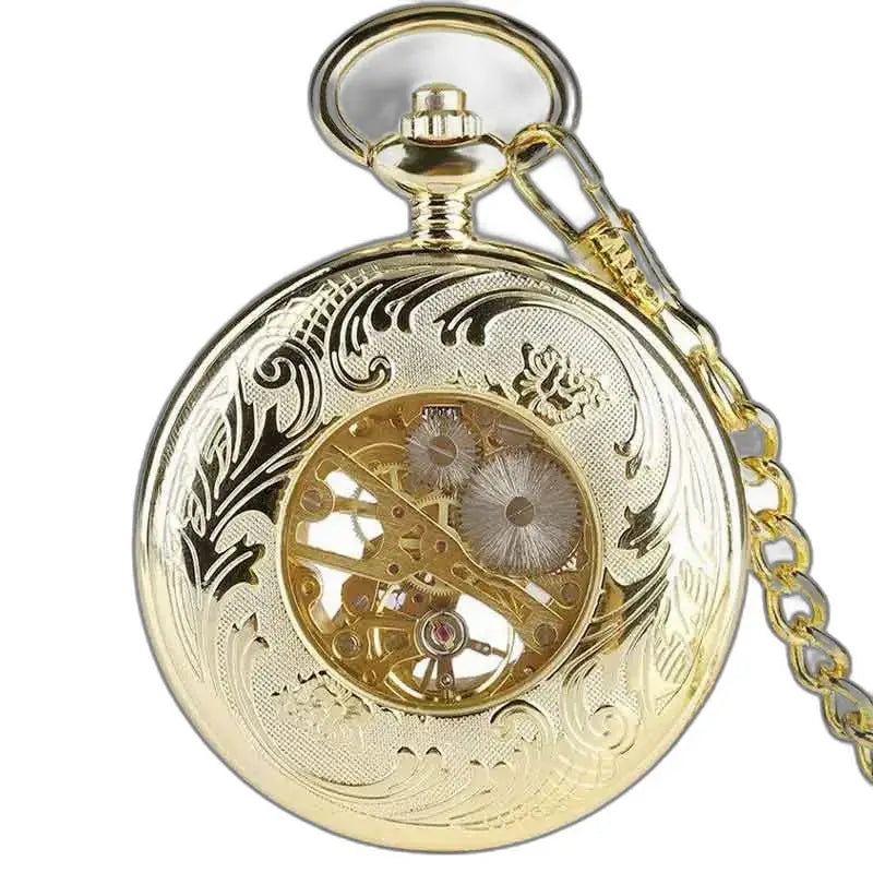 Montre de Poche Gousset Luxe Opale D’or avec un design doré et orné