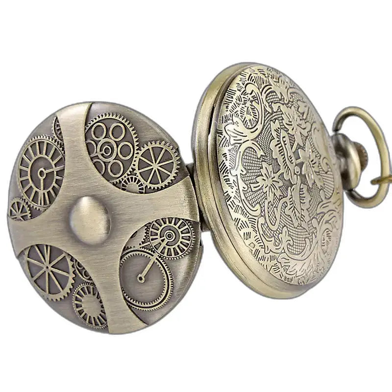 Montre de Poche Gousset Steampunk Chic avec engrenages et gravures florales