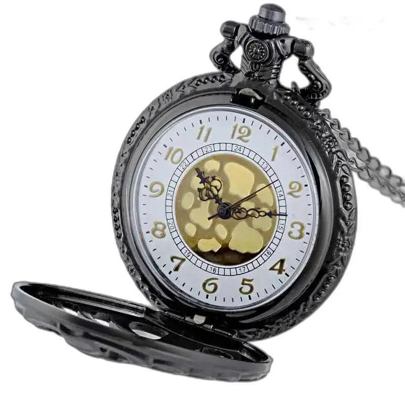 Montre de Poche Gousset Steampunk Palladium élégante avec montre noire steampunk