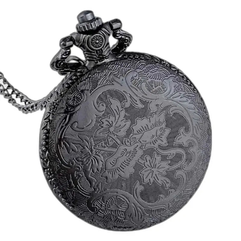 Montre de Poche Gousset Steampunk Palladium élégante avec un design en noir orné