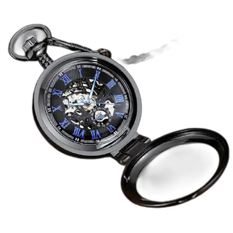 Montre de Poche Luxe Mécanique avec mouvement mécanique et design squelette noir