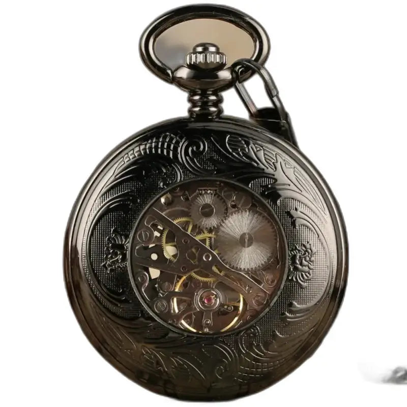 Montre de Poche Mécanique Etherealsky Moderne Homme avec un design noir orné