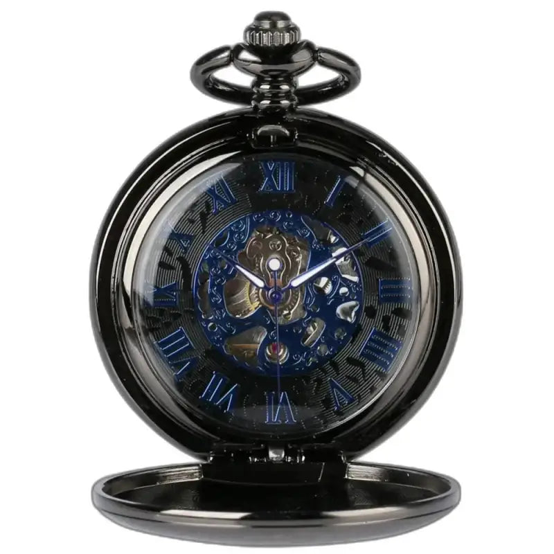 Montre de Poche Mécanique Etherealsky Moderne avec un design de squelette noir