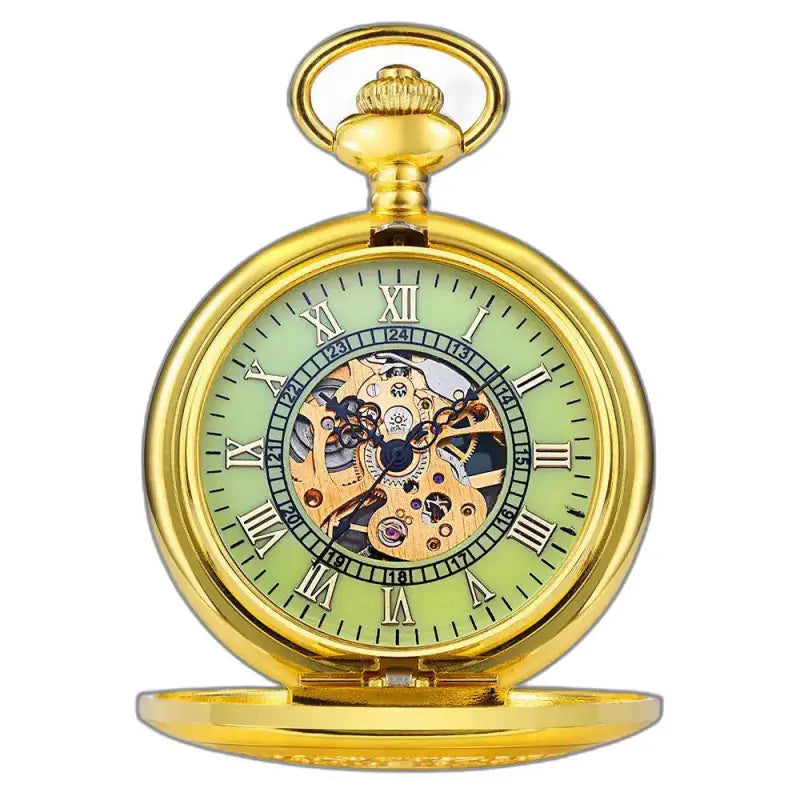 Montre de Poche Mécanique Lumineuse Femme, montre à gousset dorée et élégante