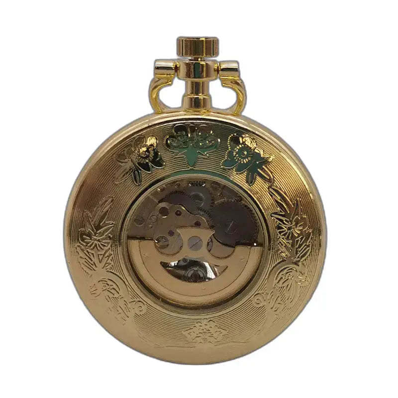 Montre de Poche Mécanique Vintage Argent avec gravures florales et rouages visibles