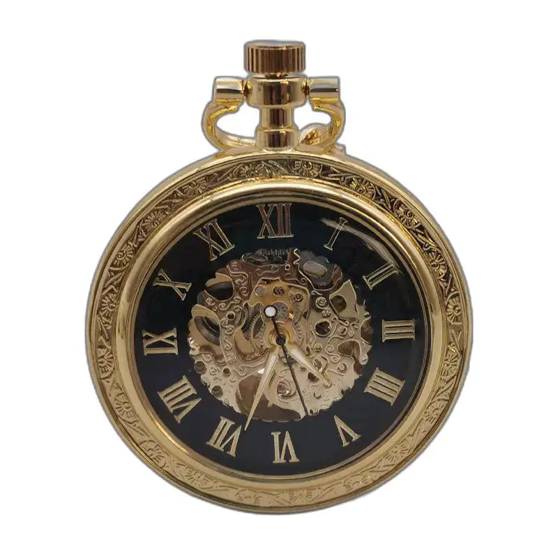 Montre de Poche Mécanique Vintage Argent avec un beau cadran doré élégant