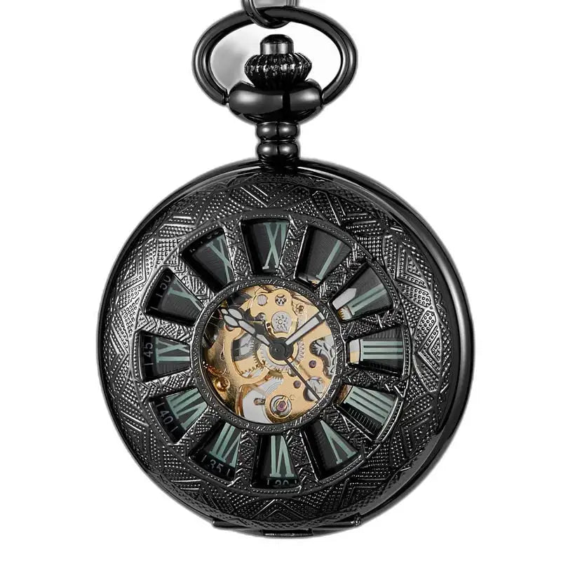 Montre de Poche Mécanique Vintage Green Lantern avec un boîtier noir élégant