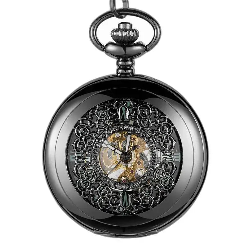 Montre de Poche Mécanique Vintage Green Lantern avec un design noir orné