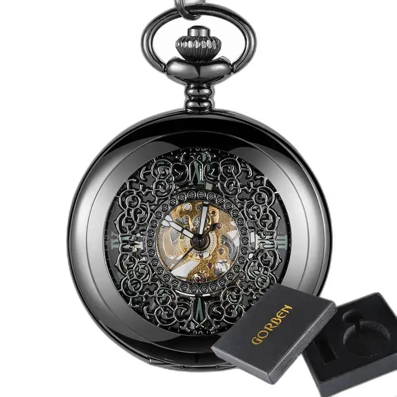 Montre de Poche Mécanique Vintage Green Lantern en noir élégante et intemporelle