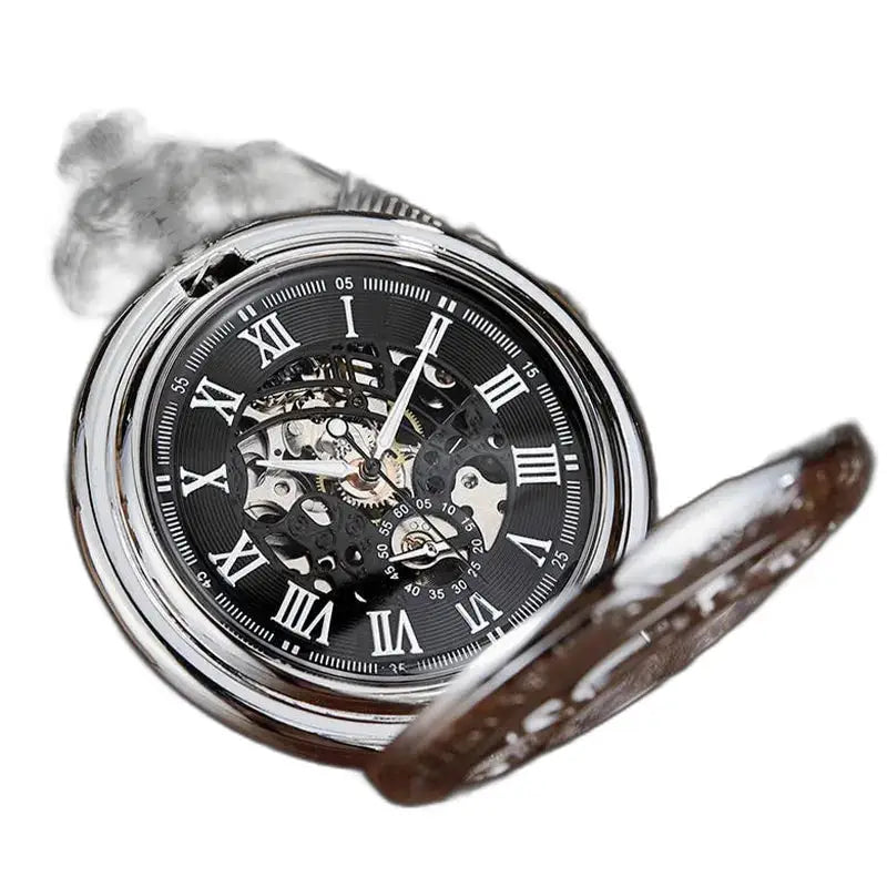 Montre de Poche Oignon Luxe Mécanique avec boitier oignon et remontage manuel argenté
