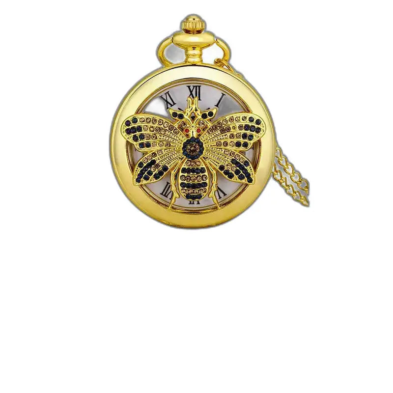 Montre de Poche Quartz Papillon Or Classique avec abeille précieuse et design élégant
