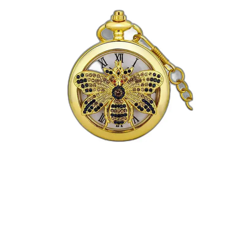 Montre de Poche Quartz Papillon Or Classique avec une abeille en bijoux raffinés