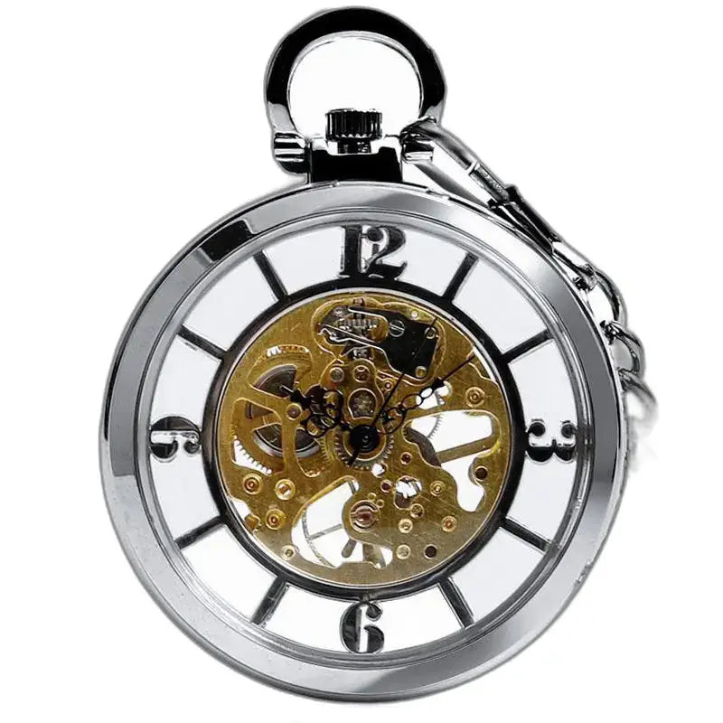 Montre de Poche Squelette avec Remontage Manuel et cadran squelette en argent