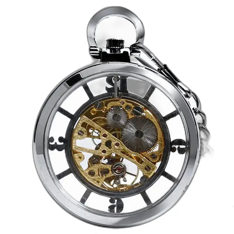 Montre de Poche Squelette avec Remontage Manuel et élégant cadran squelette en argent