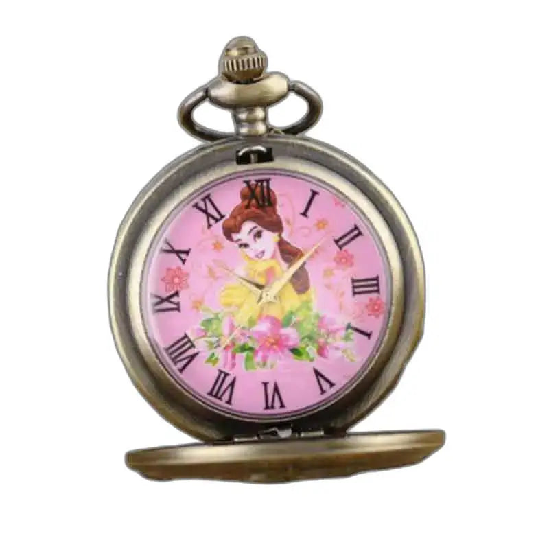 Montre Gousset Belle Bête avec Rose sous Cloche, élégante montre gousset pendentif