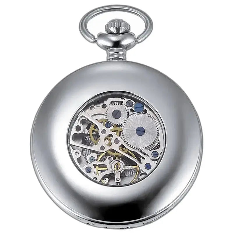 Montre Gousset Bleu Luxe Mouvement Mécanique avec un boîtier en argent