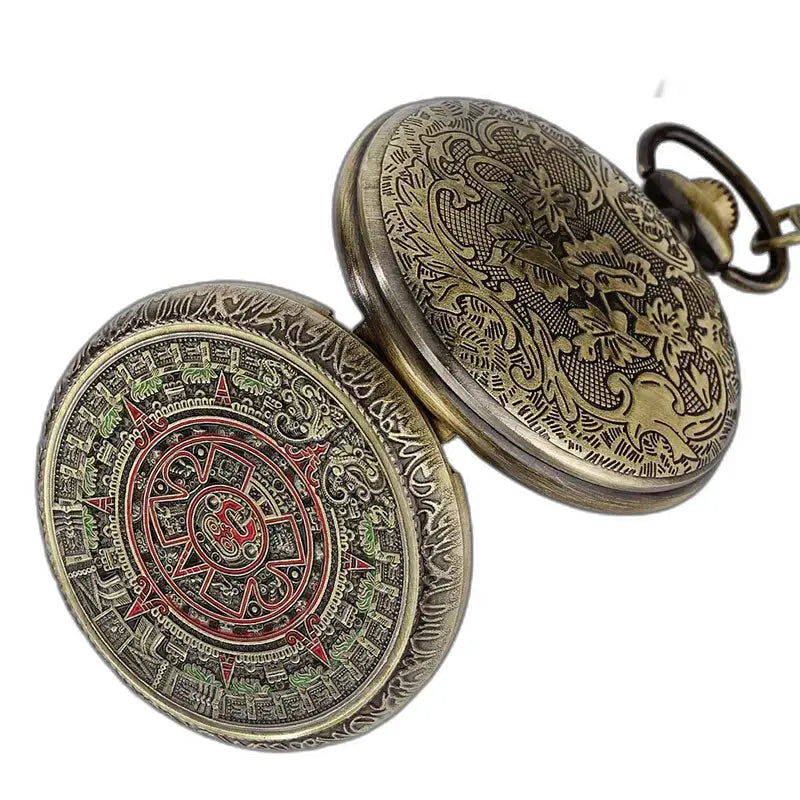 Montre Gousset Collier Bronze Vintage Mandala avec montre à gousset ornée antique