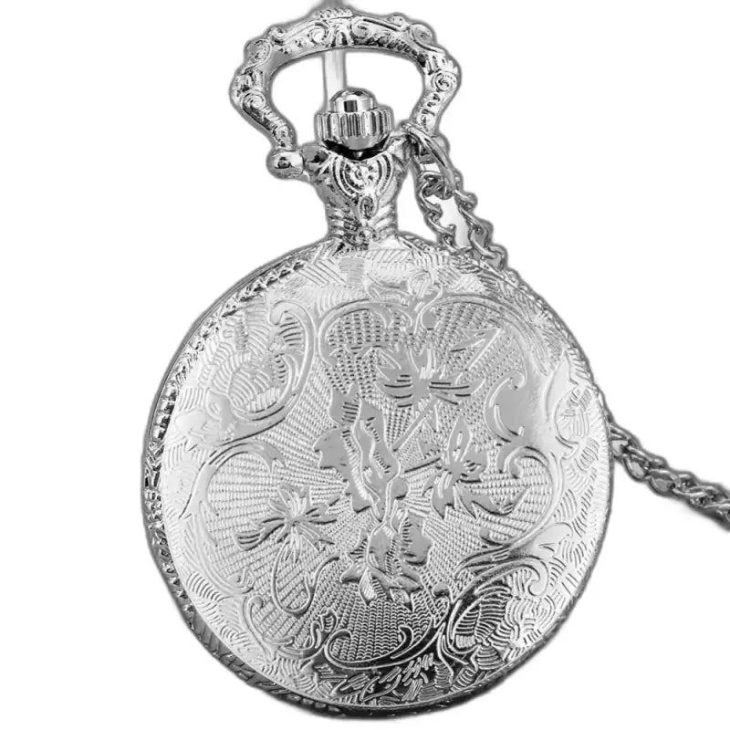 Montre Gousset Collier Diamond Eyes Chic Argent avec montre à gousset collier floral en argent