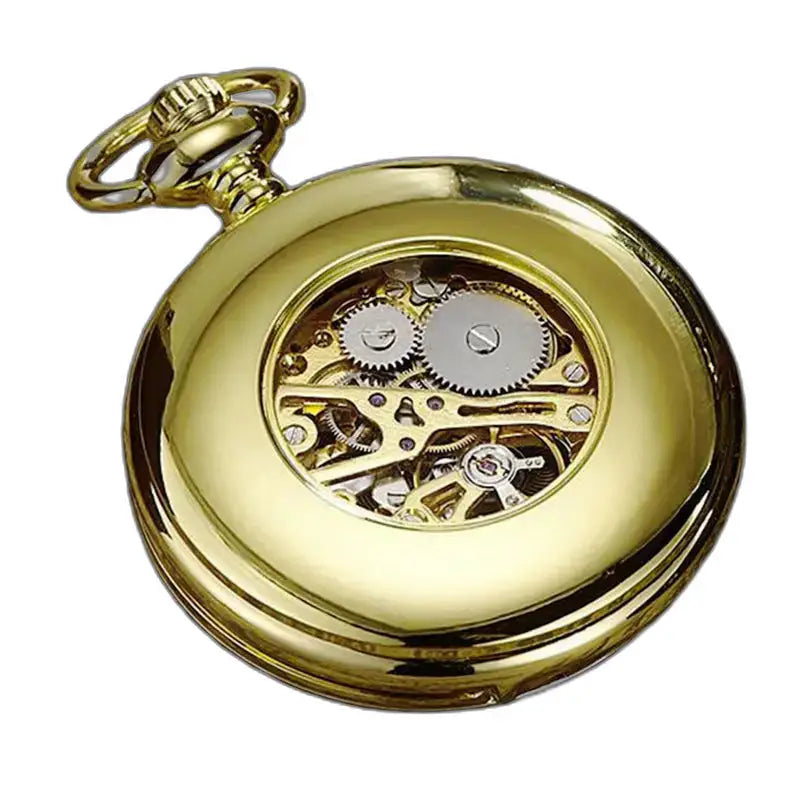 Montre à gousset Complication Moderne Chic Bronze Or avec gears visibles et finition dorée