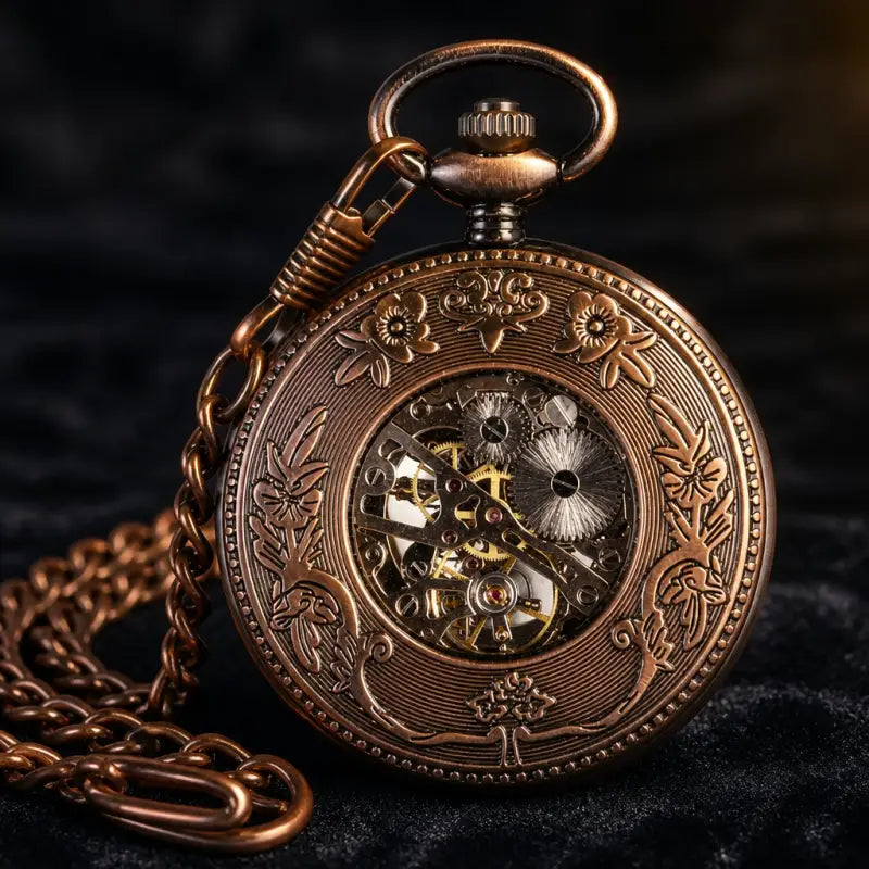 Montre à Gousset Mécanique Squelette Cuivre Homme - Univers Gousset