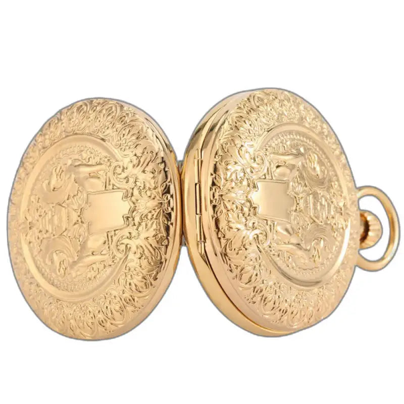 Montre Gousset Double Golden Majesty Chic, une montre à gousset en or ornée