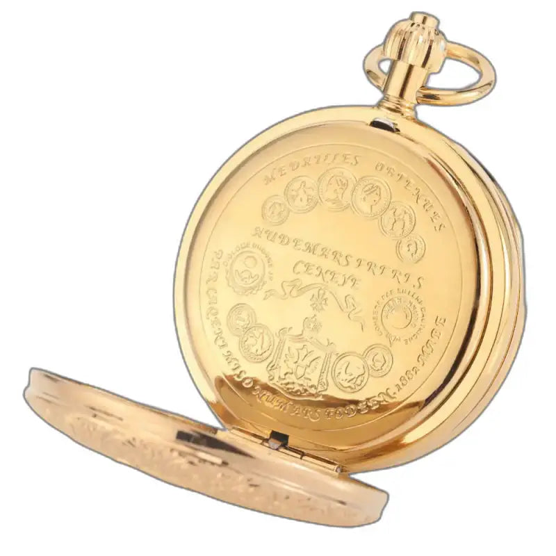 Montre Gousset Double Golden Majesty Chic avec design gravé et couleur dorée