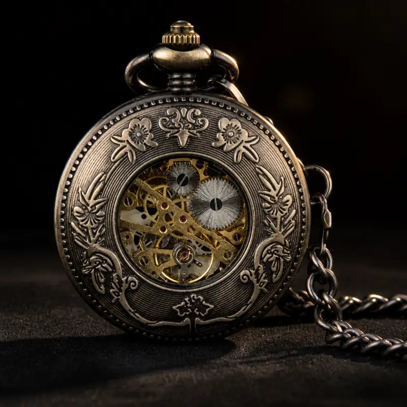 Montre à Gousset Mécanique Squelette Bois - Univers Gousset