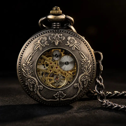 Montre à Gousset Mécanique Squelette Bois - Univers Gousset