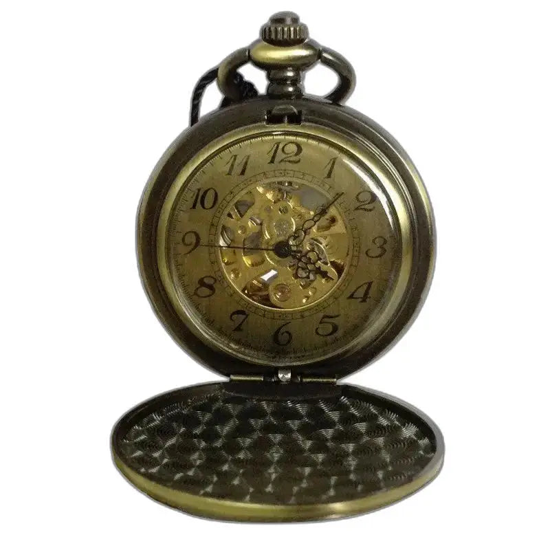 Montre Gousset Homme Automatique Vintage avec un élégant cadran en bronze ouvert