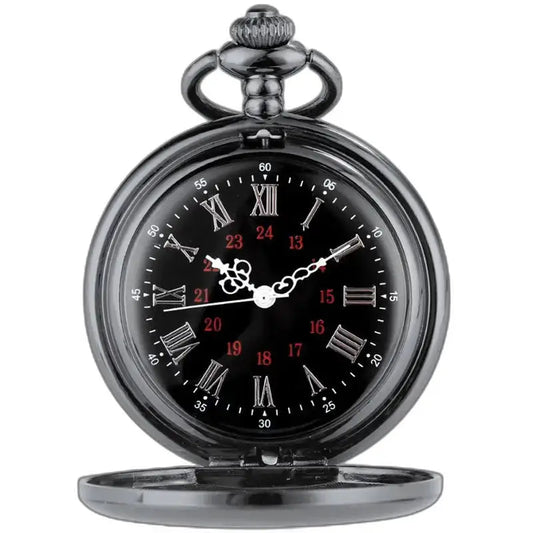Montre Gousset Homme Demi Chasseur Chic avec cadran noir et chiffres romains élégants