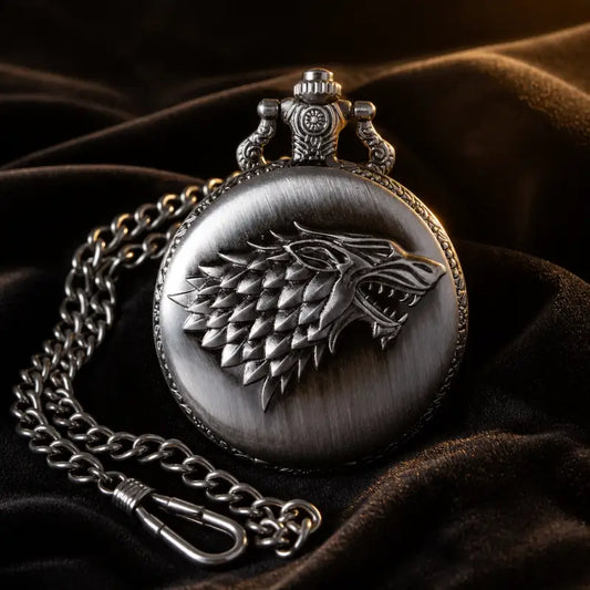 Montre à Gousset Quartz Loup Collier Homme - Univers Gousset