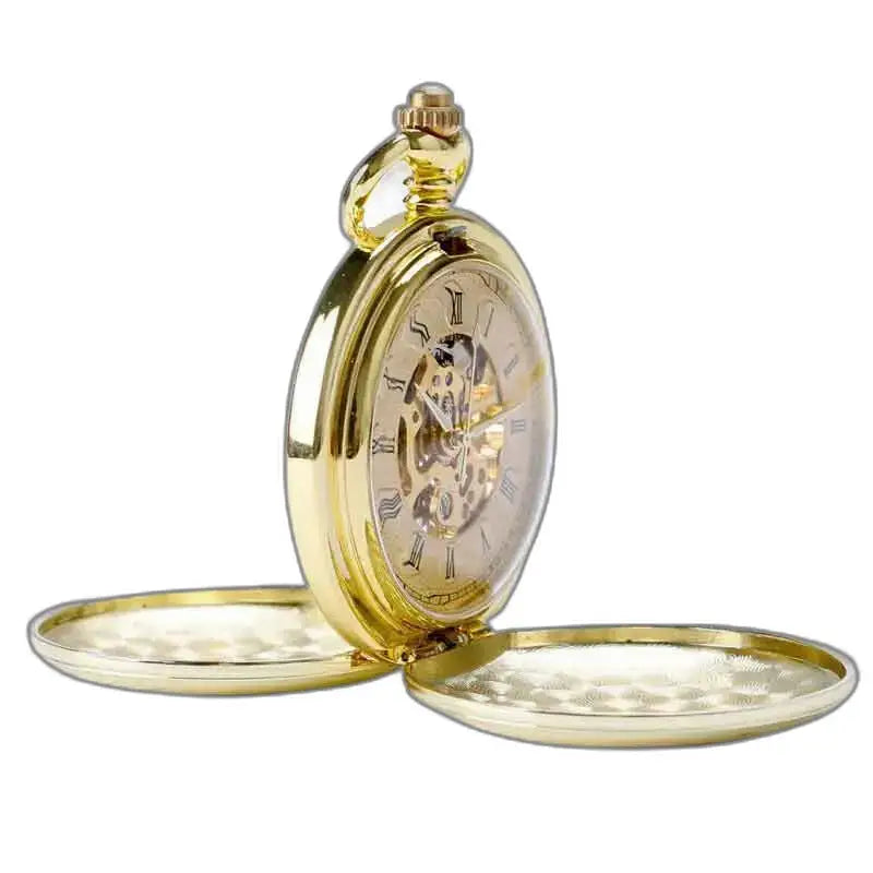 Montre Gousset Mécanique Chic Homme, montre gousset dorée ouverte élégante