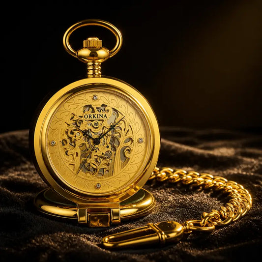 Montre à Gousset Mécanique Squelette Or Luxe - Univers Gousset