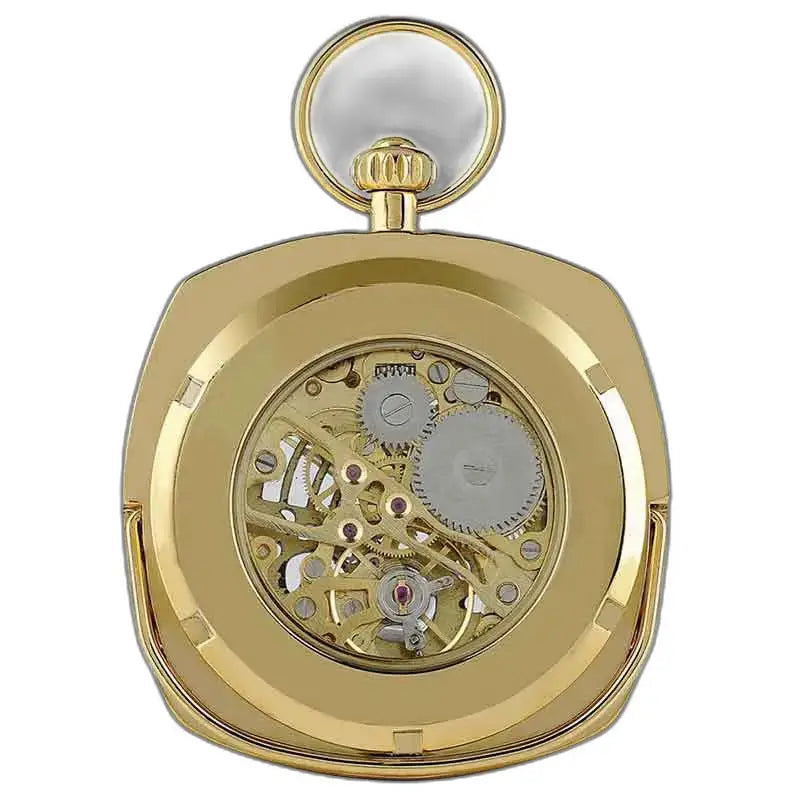 Montre Gousset Mécanique Luxe pour Homme avec un design en or brillant