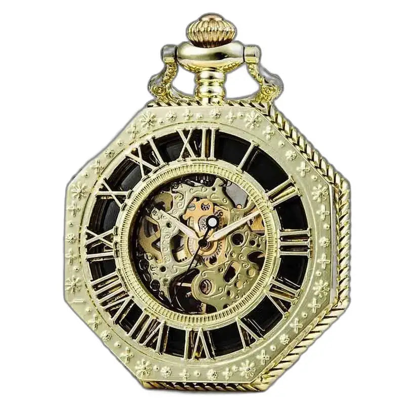 Montre Gousset Mécanique Octogonale Dorée avec un design en or élégant