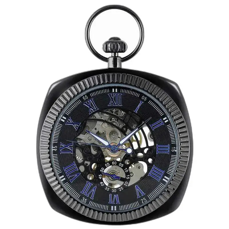 Montre Gousset Moderne pour Homme élégante avec un cadran noir squeletté